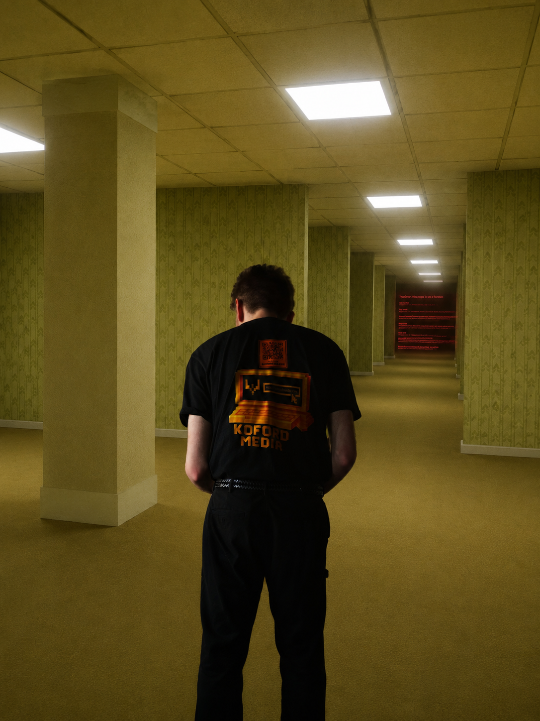 Zack in the backrooms facing a React error monster