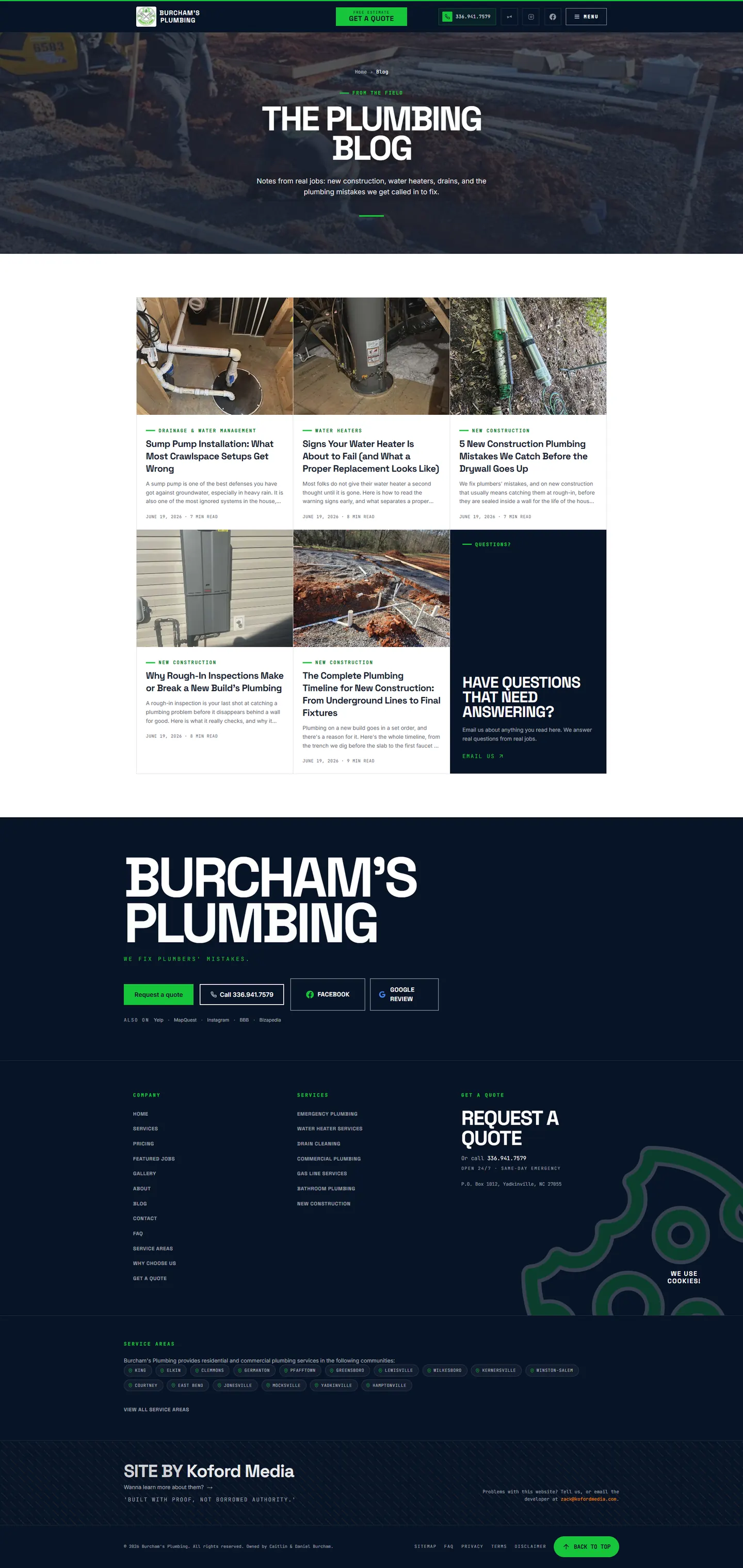 Burcham's Plumbing new blog hub