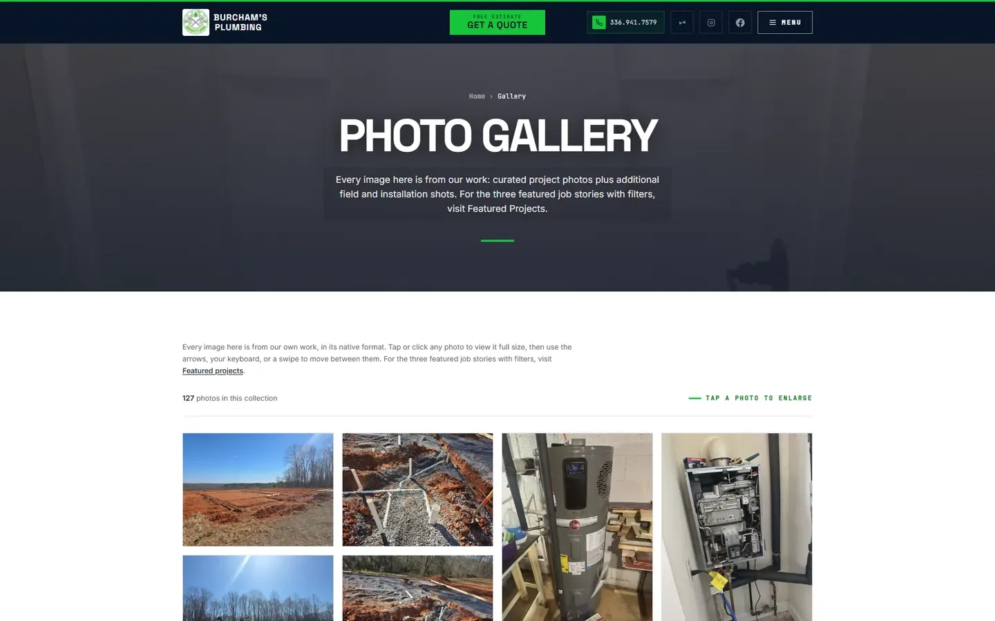 Project gallery with fast load times