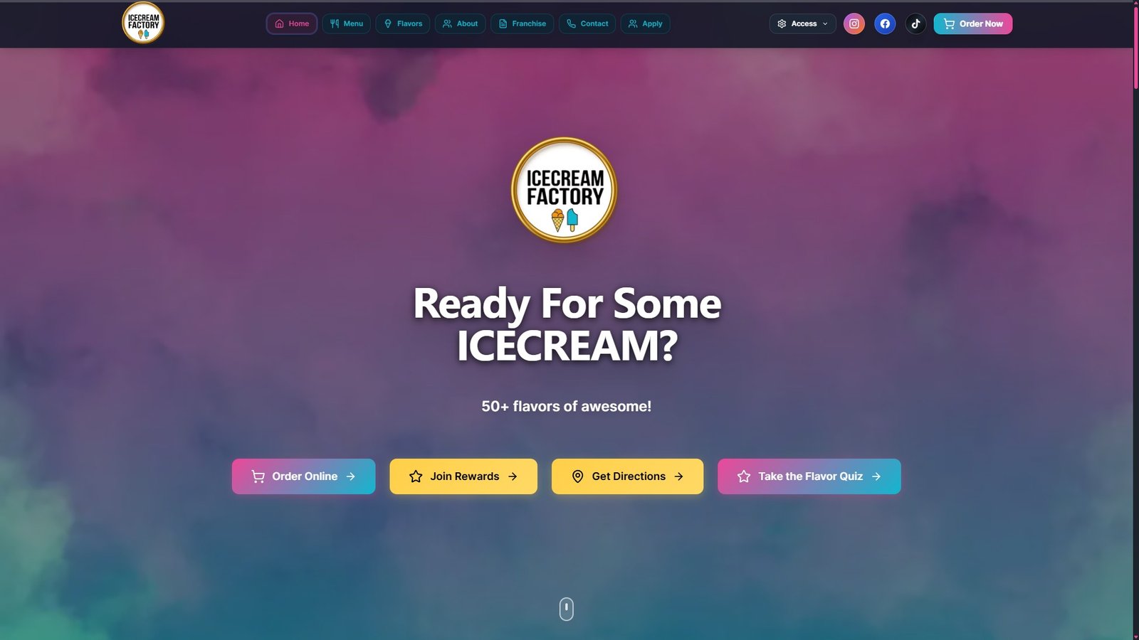 Ice Cream Factory homepage