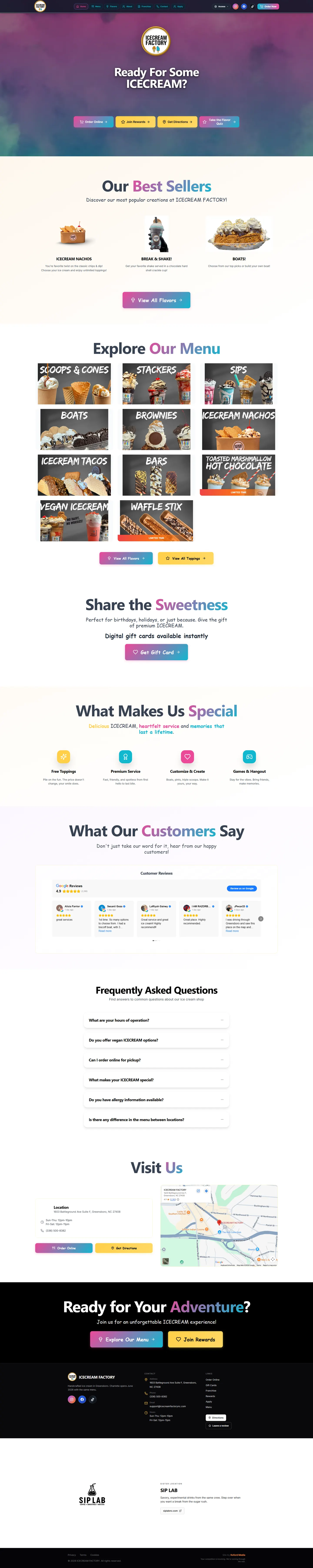 Ice Cream Factory website built by Koford Media
