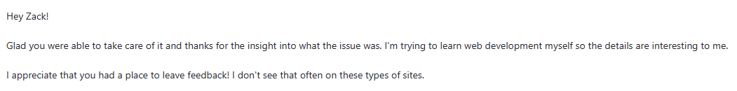 Client website feedback and fix email proof