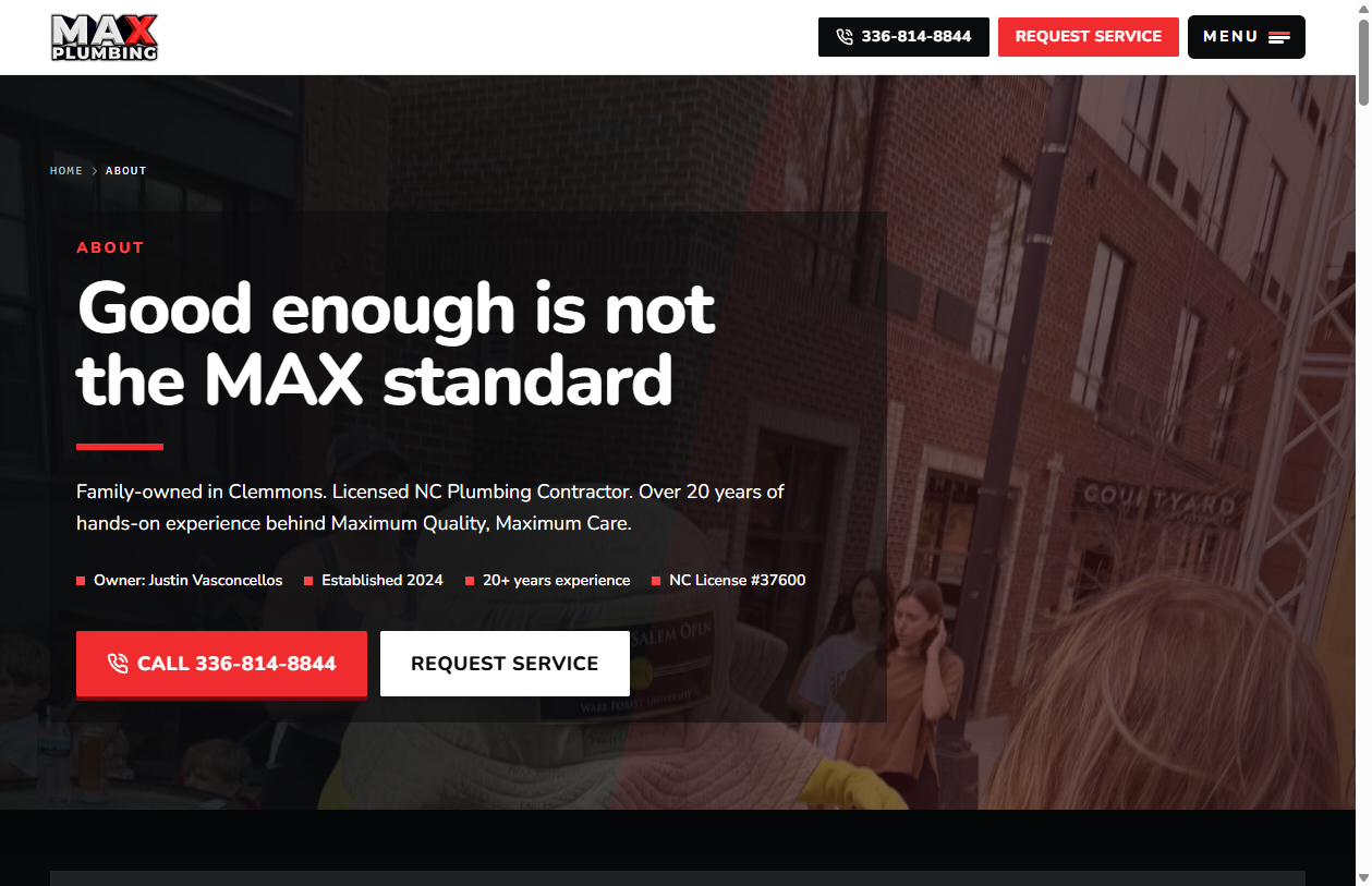 MAX Plumbing about page