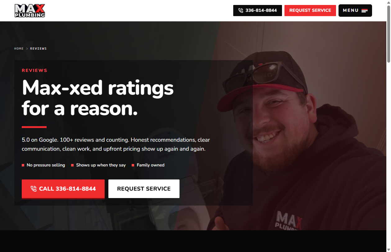 MAX Plumbing reviews page