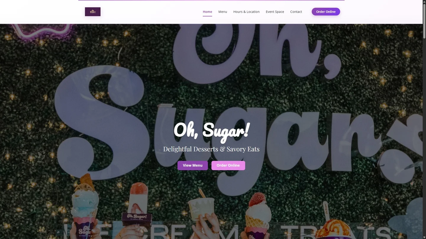 Oh Sugar website built by Koford Media in Eden NC