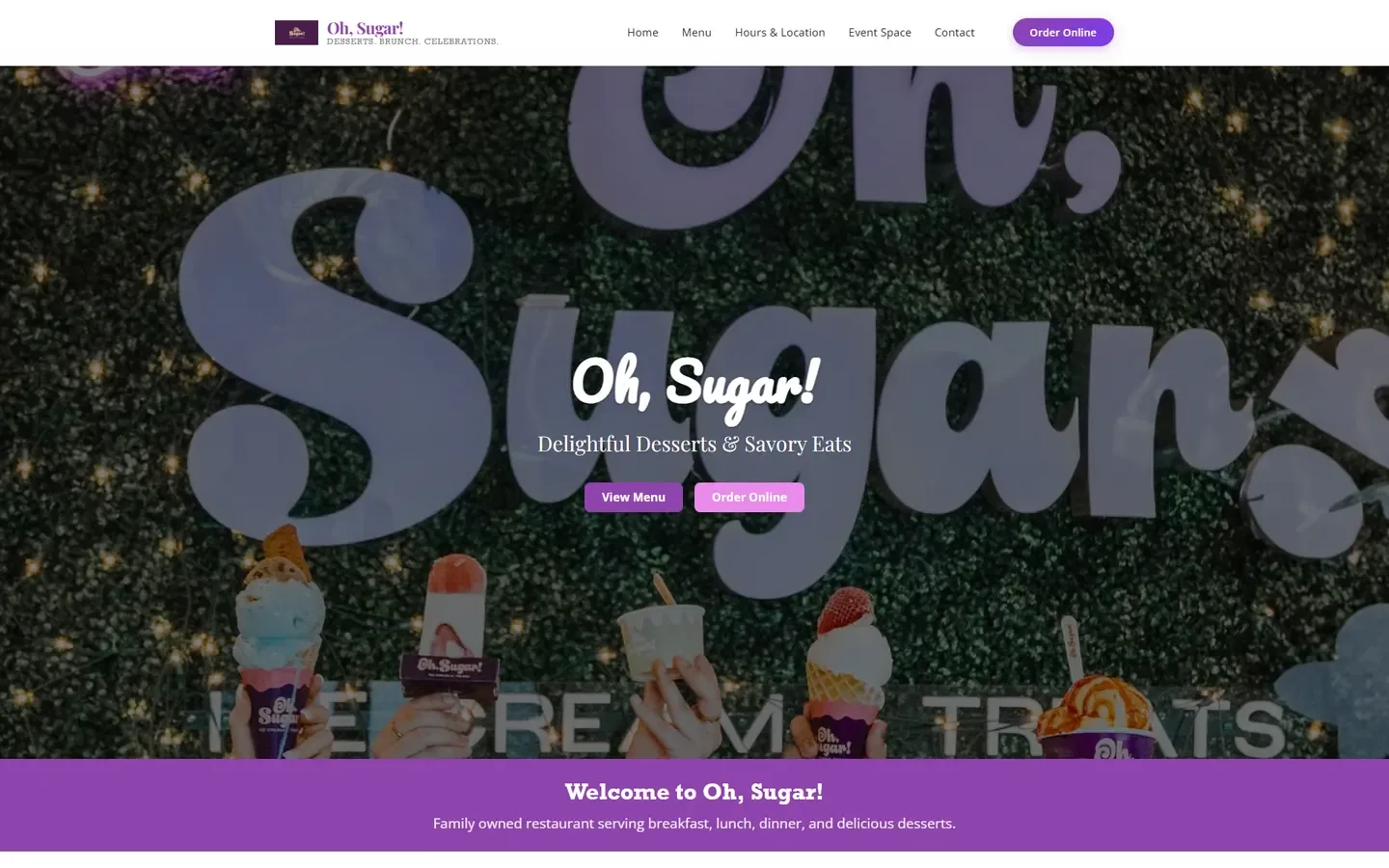 Oh Sugar full landing page