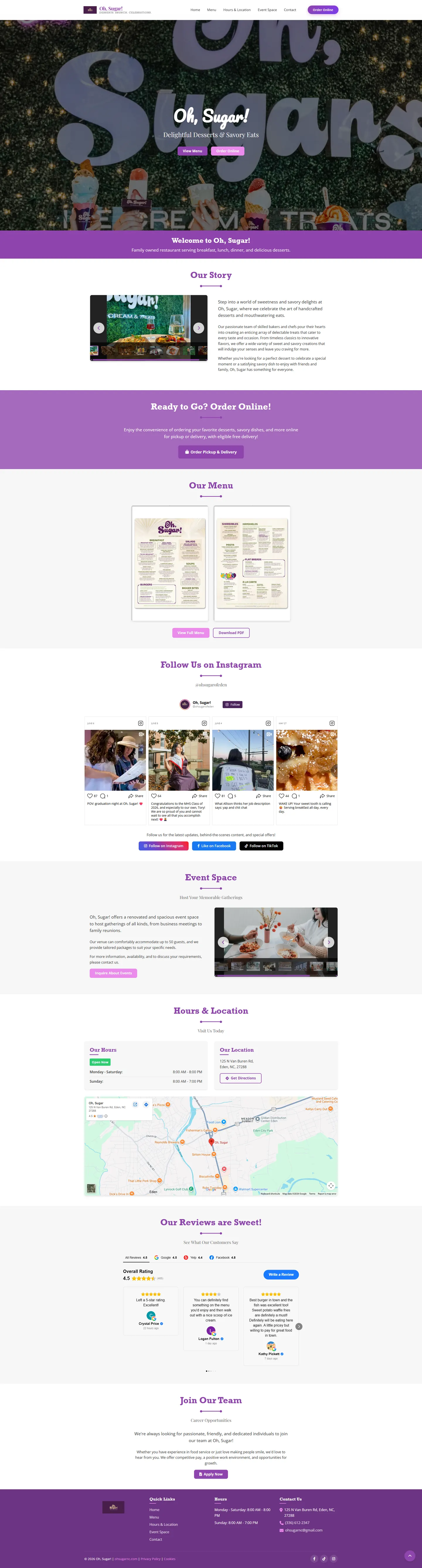 Oh Sugar full landing page