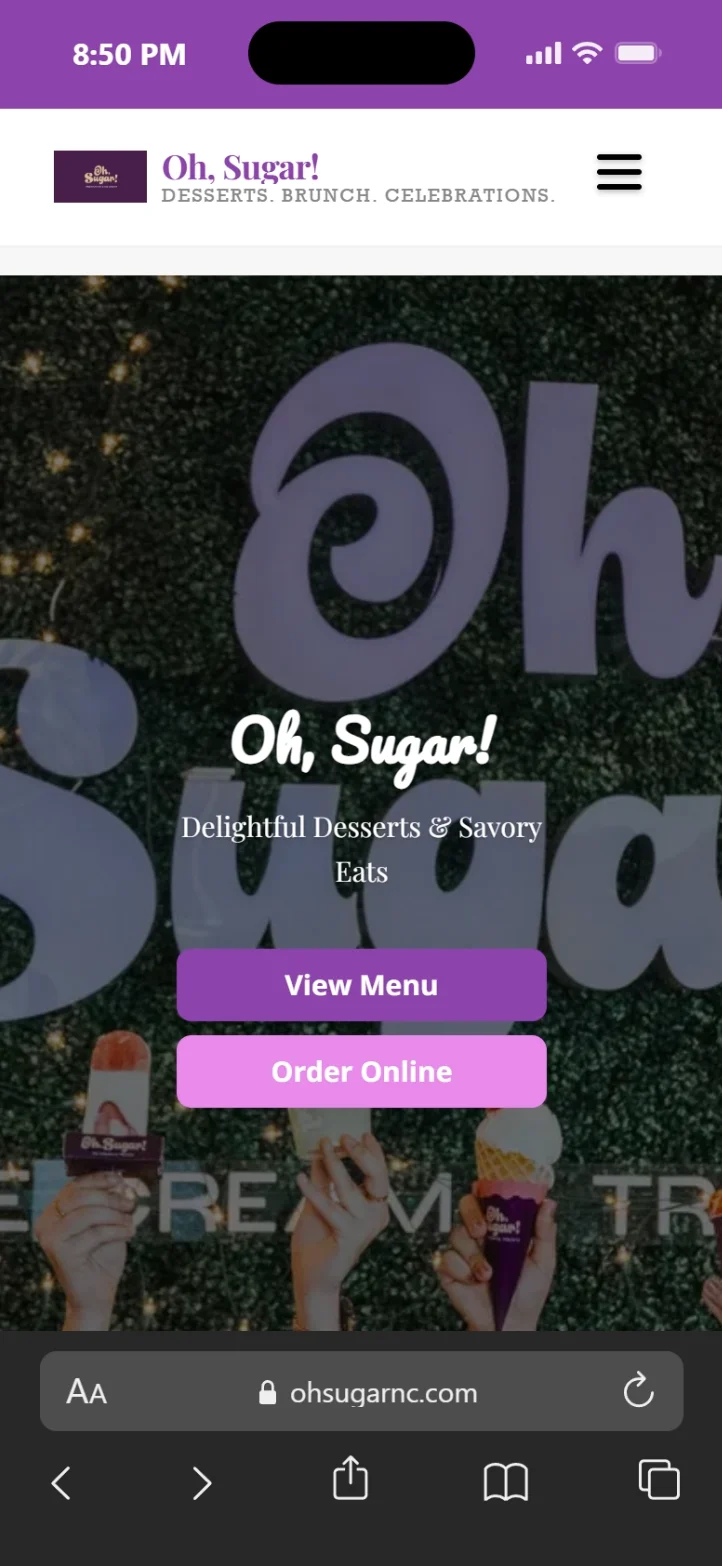 Oh Sugar mobile site preview
