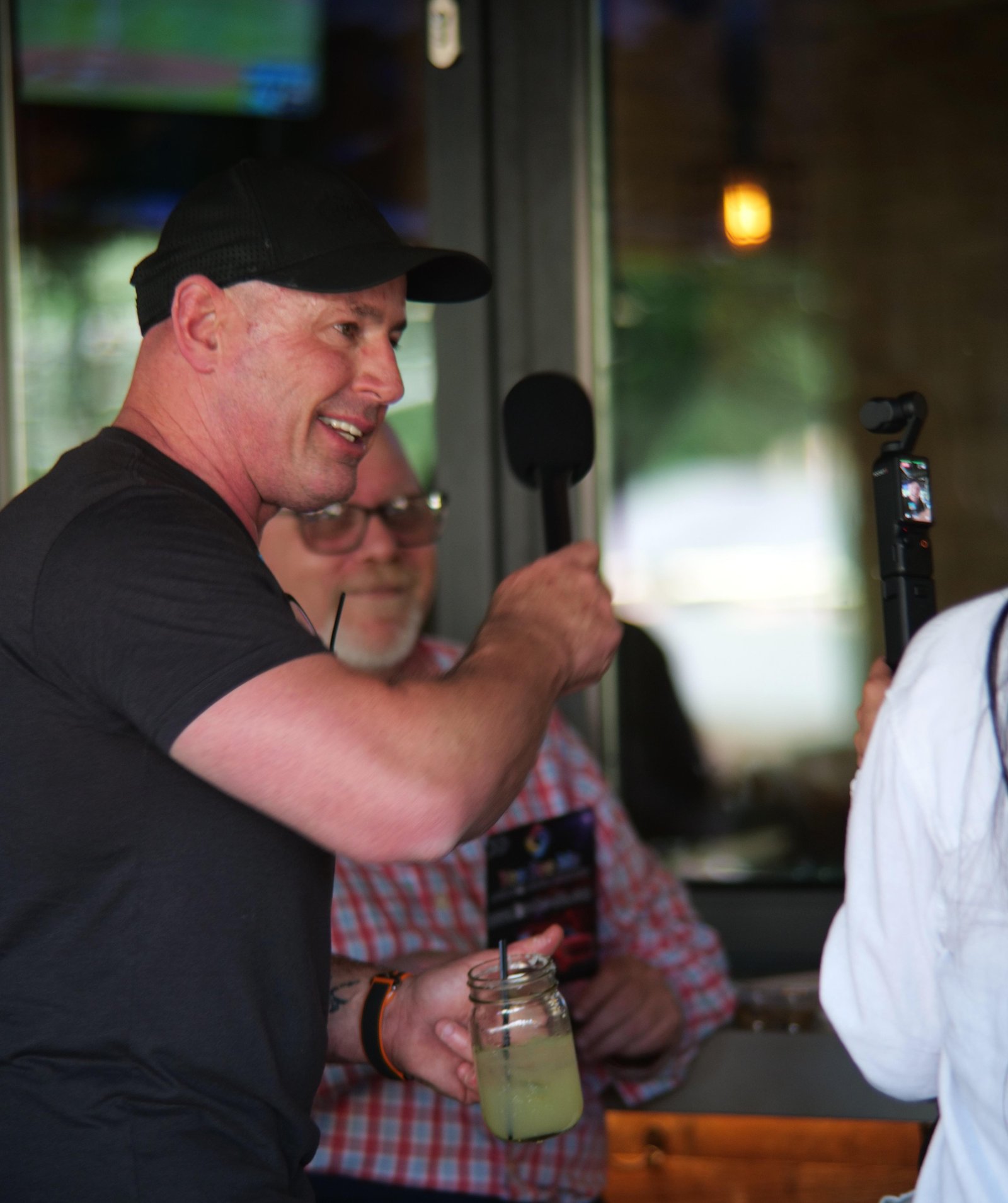 Mike Burke interview with microphone