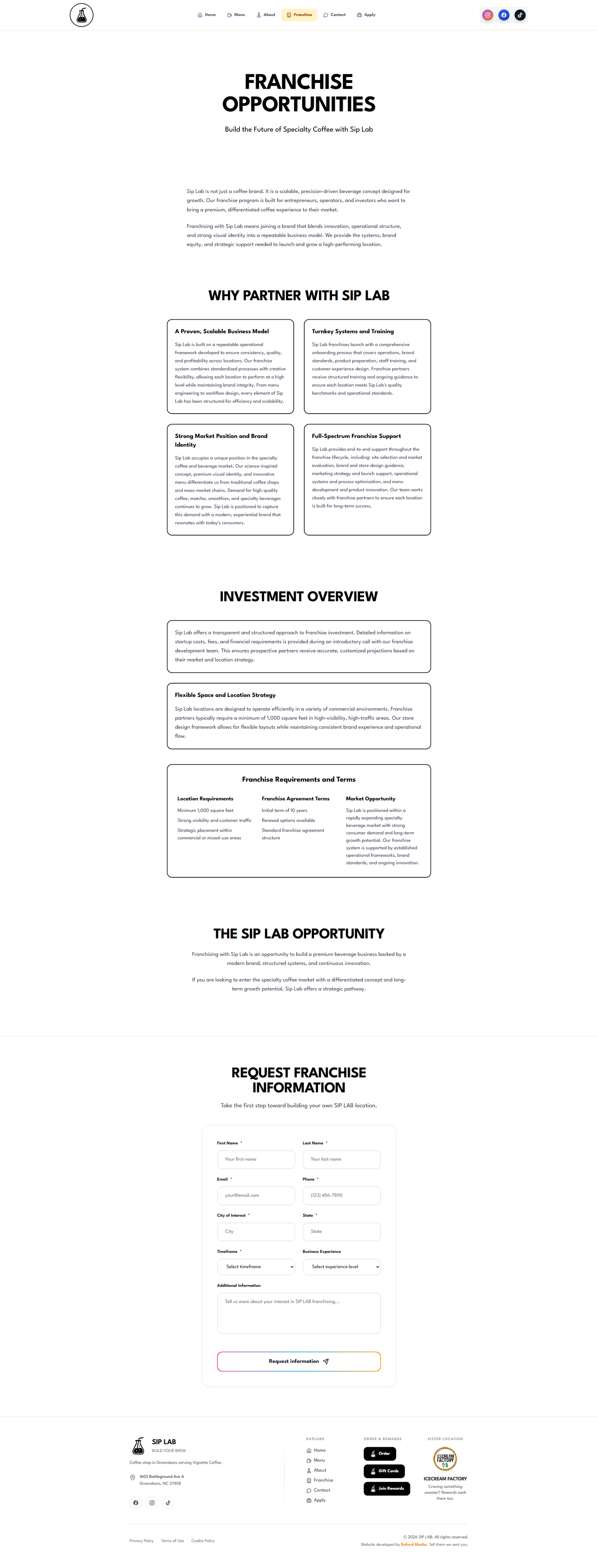 SIP LAB franchise page