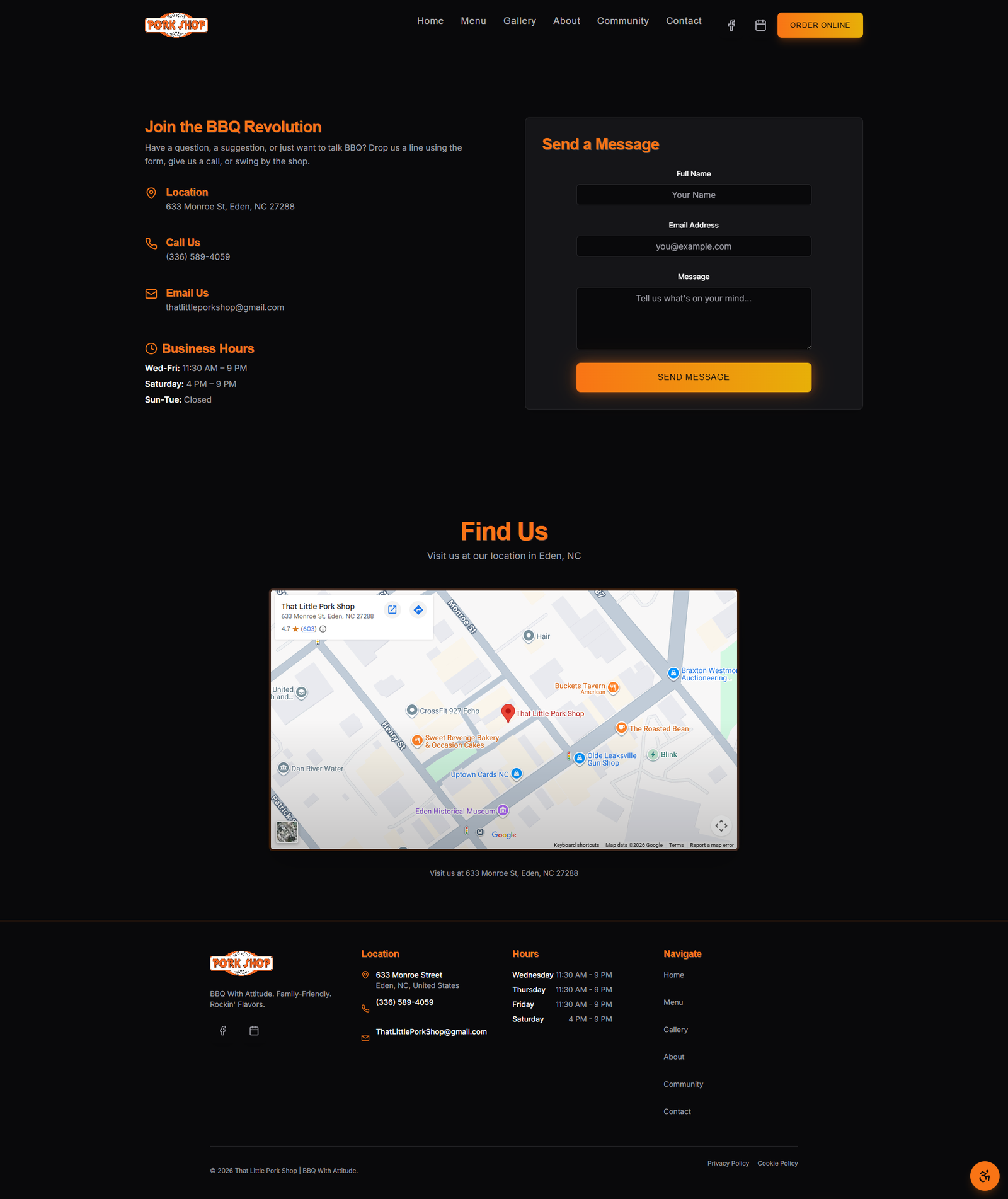 That Little Pork Shop contact page